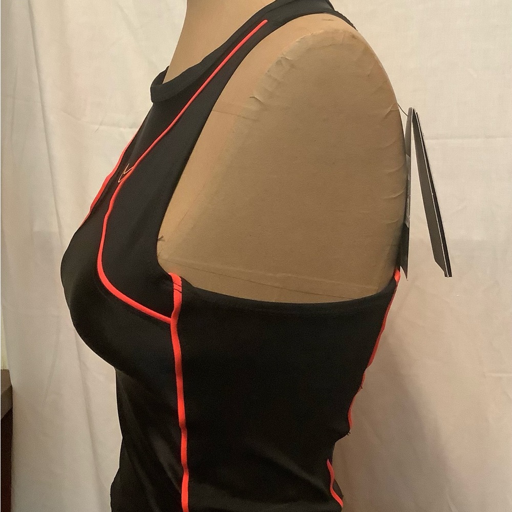 NEW! Nike Pro Dri-Fit Black Tight Fit Tank Top with Neon Pink Trim - Picture 2 of 7